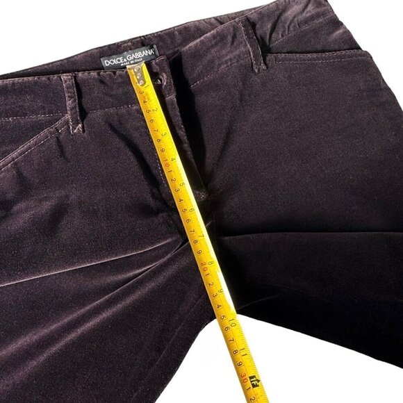 DOLCE & GABBANA Velvet Dress Pants Sz.8 Dark Brown Straight Leg Mid Rise - Picture 10 of 14